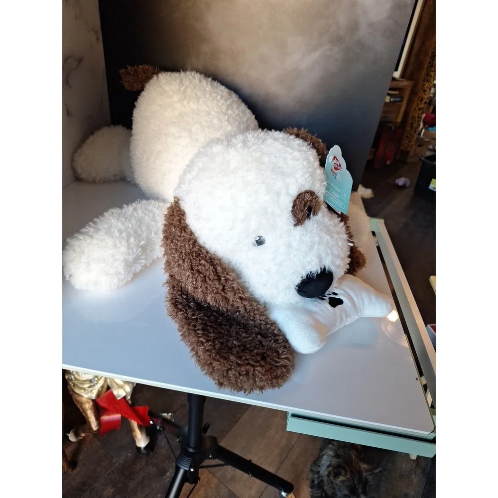 Hug Me Dog With Bone Floppy Laying Bone Plush Large 20